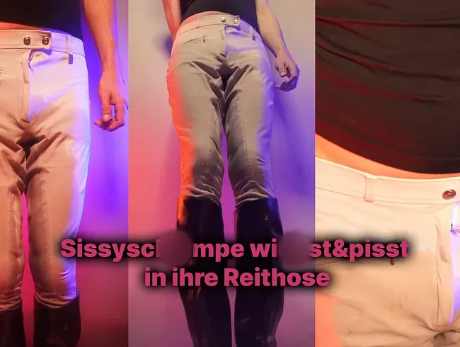 Sissyschlampe wichst&pisst danach in ihre Reithose, trägt dabei Reitstiefel und Analplug