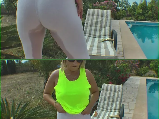 In die Weiße Leggings Gepisst