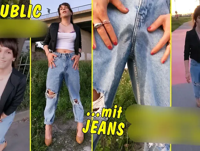 Public Wetting! Mit vollgepisster Jeans durch die Stadt!!