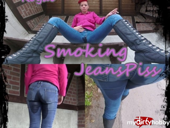 Smoking JeansPiss an der Bushaltestelle